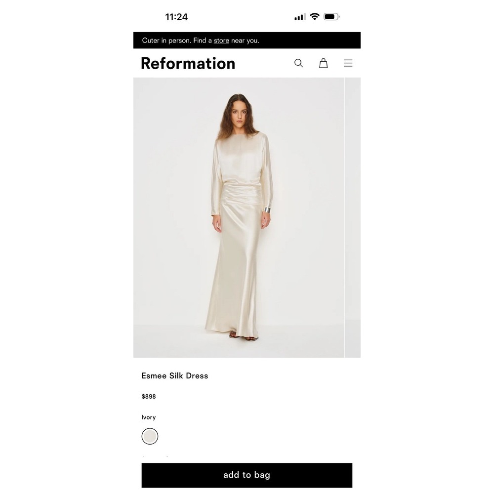 Reformation Esmee Silk Dress Ivory Brand New With Tags - Picture 8 of 12